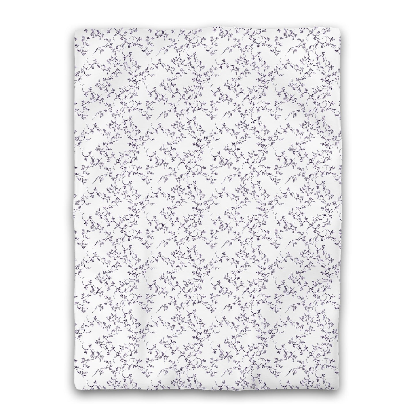 White Microfiber Duvet Cover, Purple Hand-painted Vine Print, Twin XL (width x length) 68 x 92 inches / 173 x 234 cm