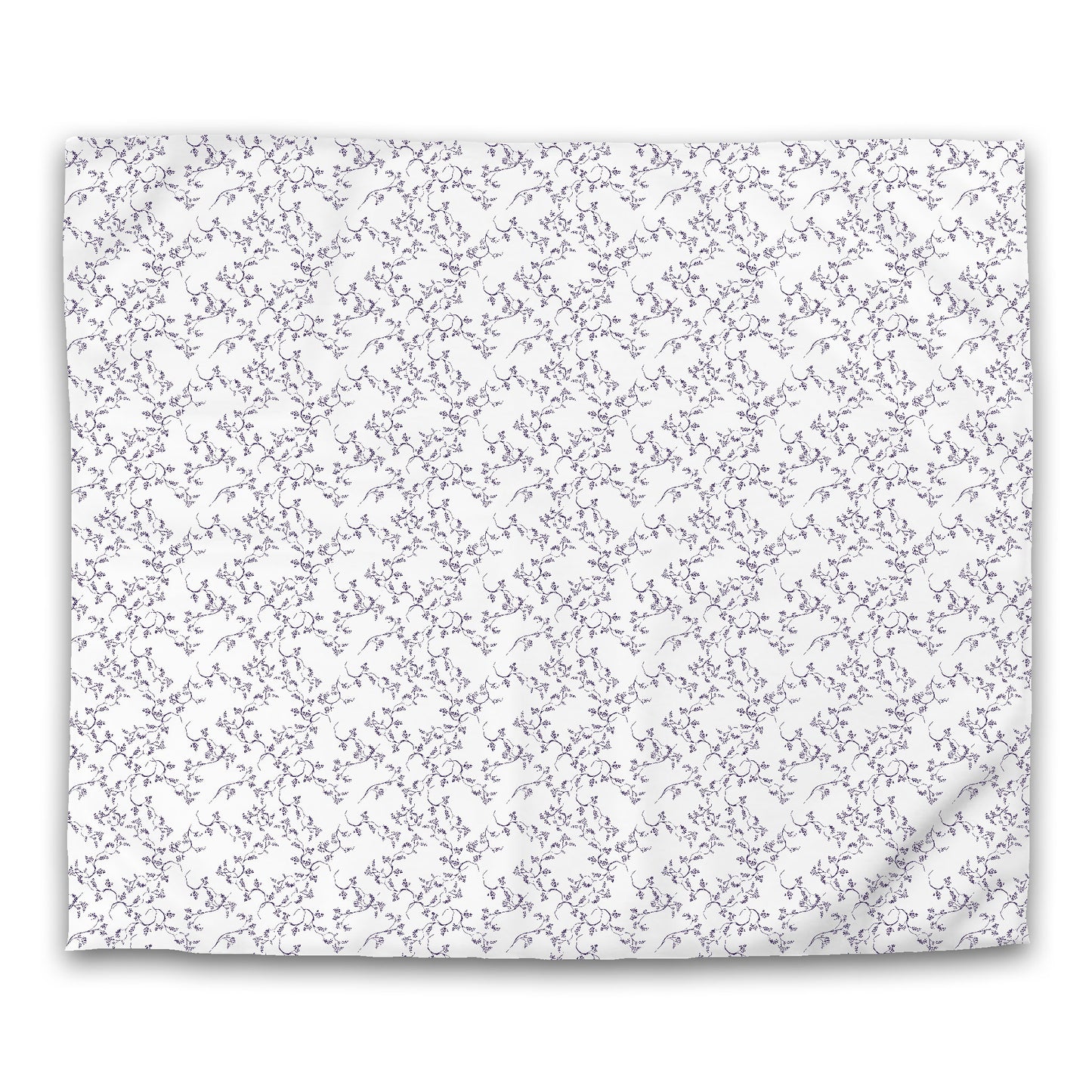 Off-white Cotton Sateen Duvet Cover, Purple Hand-painted Vine Print | CSDU-1143-181