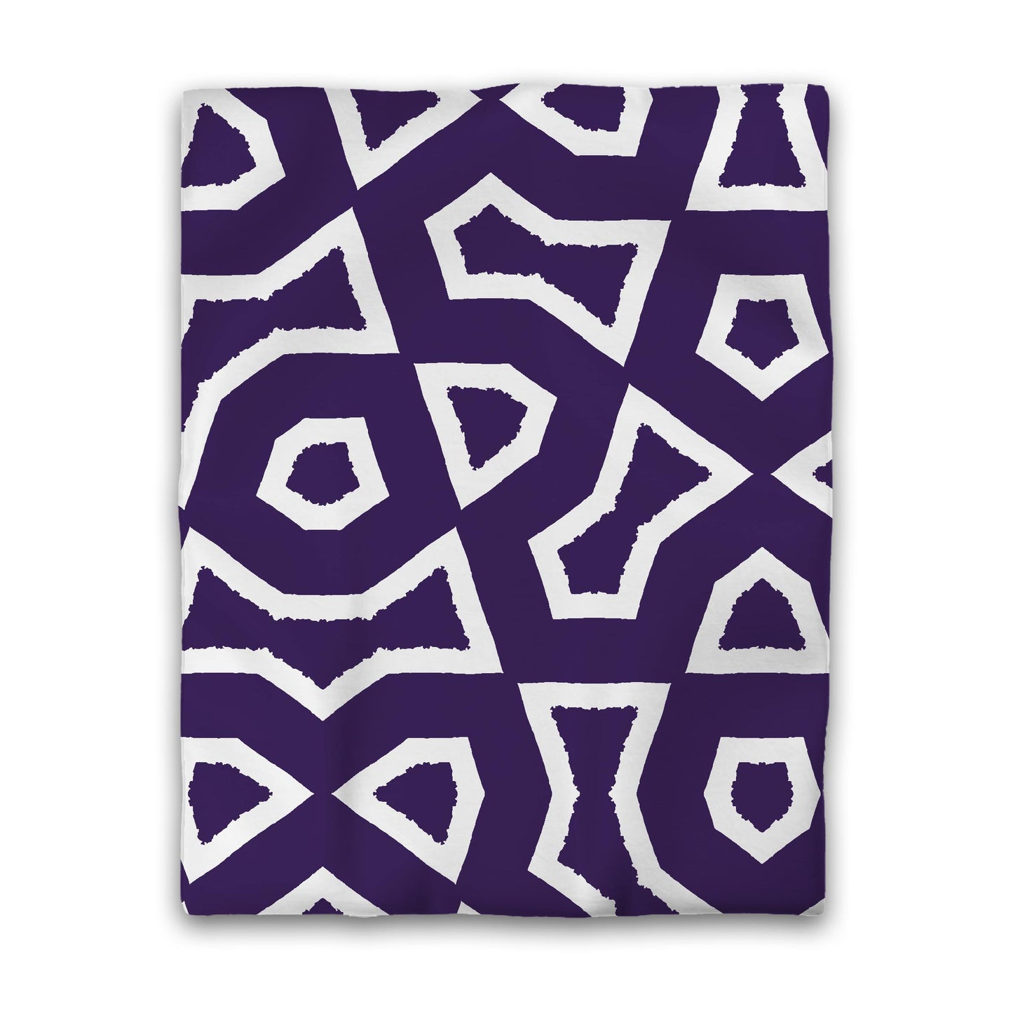 Purple Cotton Sateen Duvet Cover, Bold Off-white Graphic, Twin (width x length) 70 x 90 inches / 178 x 229 cm