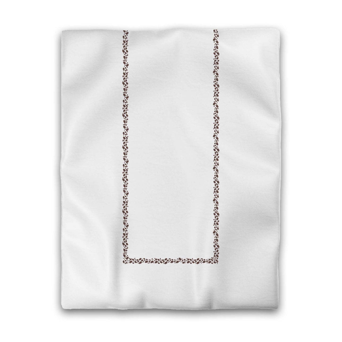Off-white Cotton Sateen Duvet Cover, Brown Hand-painted Dab Motif Print, Classic Border, Twin (width x length) 70 x 90 inches / 178 x 229 cm