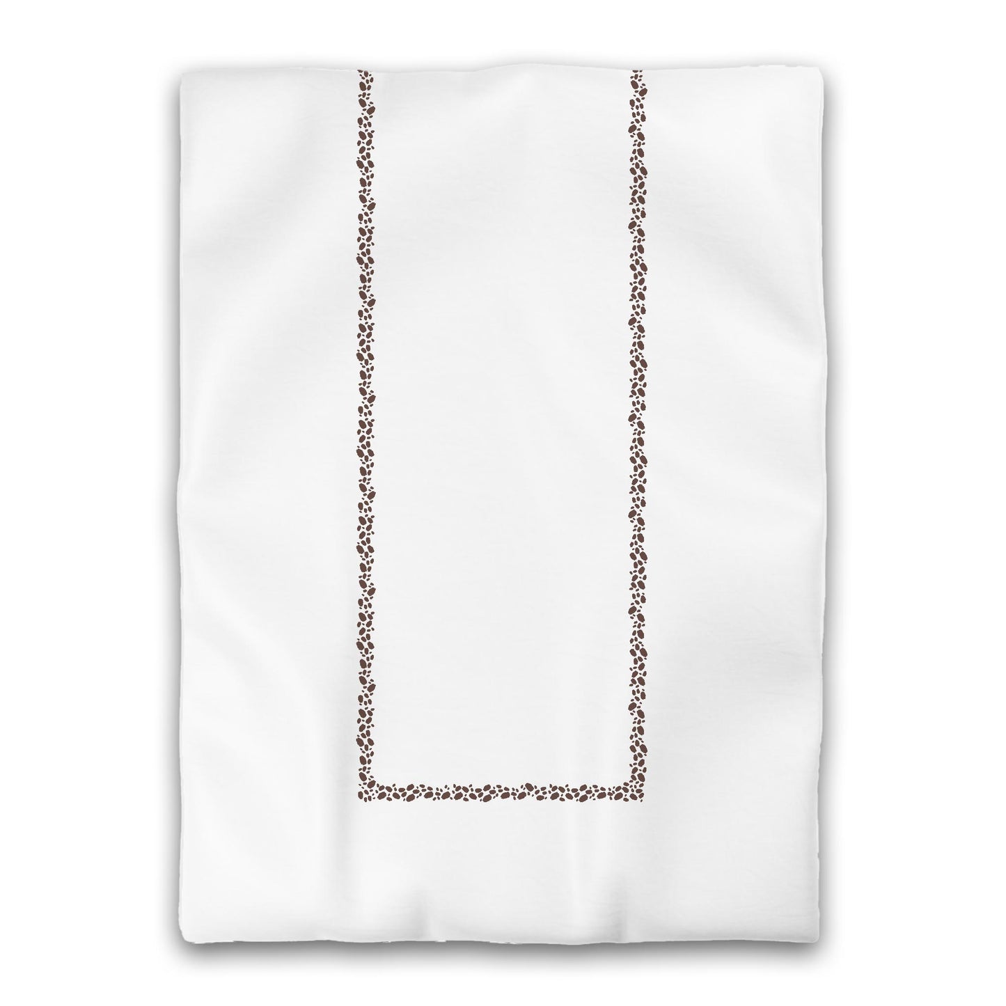 White Microfiber Duvet Cover, Brown Hand-painted Dab Motif Print, Classic Border, Twin XL (width x length) 68 x 92 inches / 173 x 234 cm