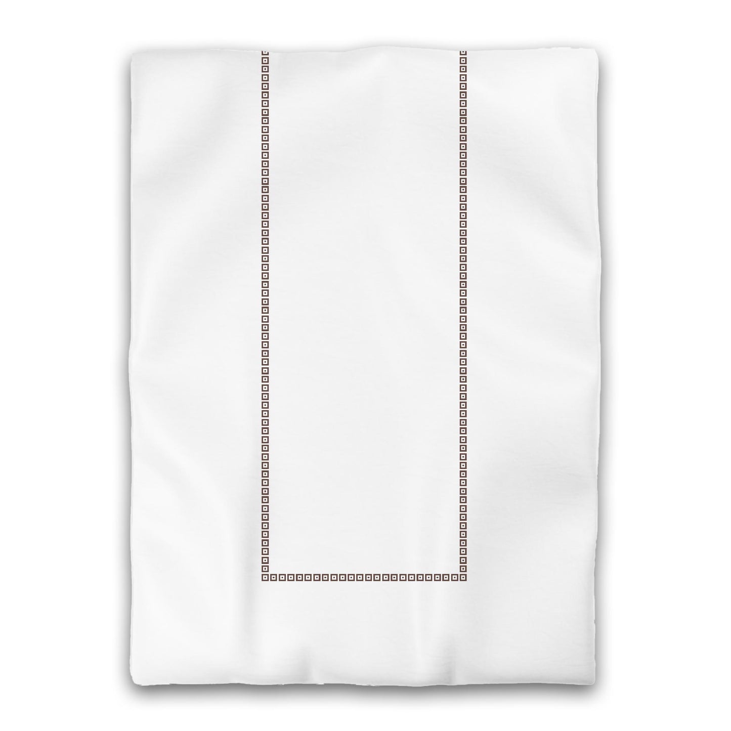 White Microfiber Duvet Cover, Brown Repeating Square Motif Print, Classic Border, Twin XL (width x length) 68 x 92 inches / 173 x 234 cm