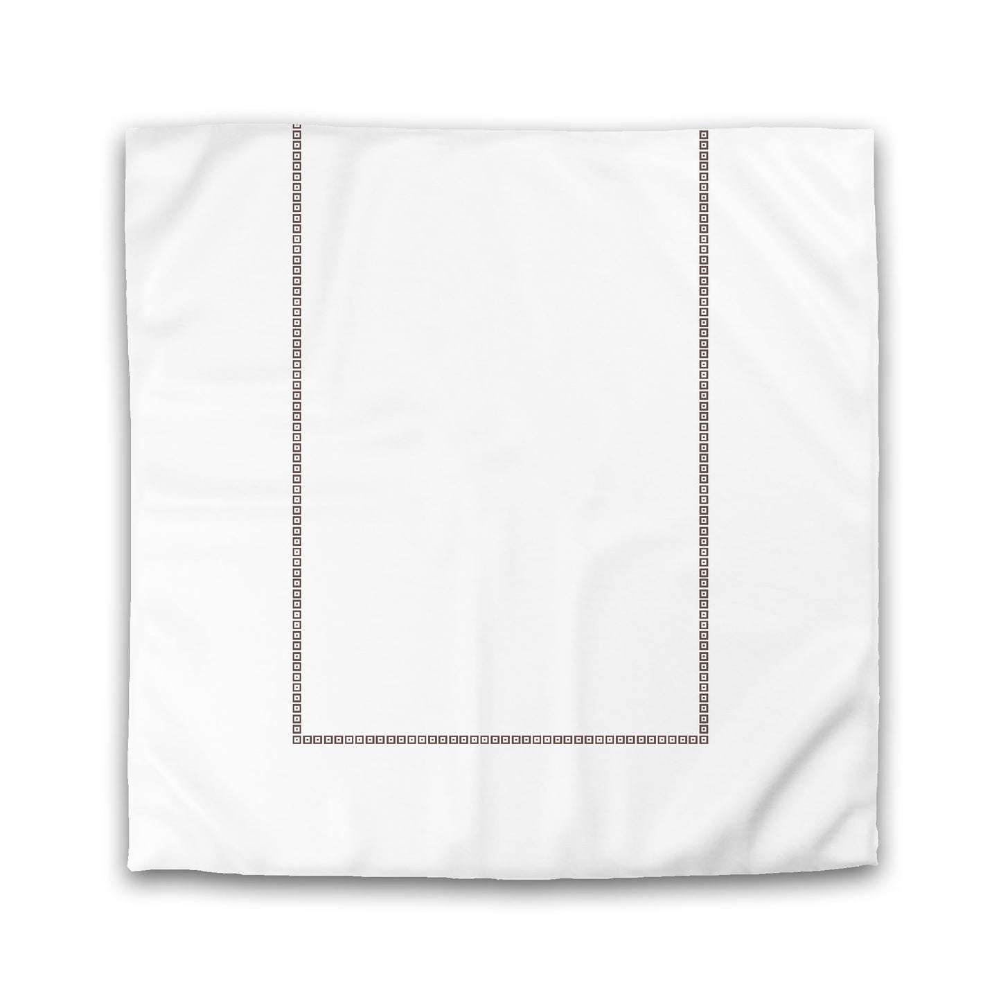 White Microfiber Duvet Cover, Brown Repeating Square Motif Print, Classic Border, King (width x length) 104 x 88 inches / 264 x 224 cm