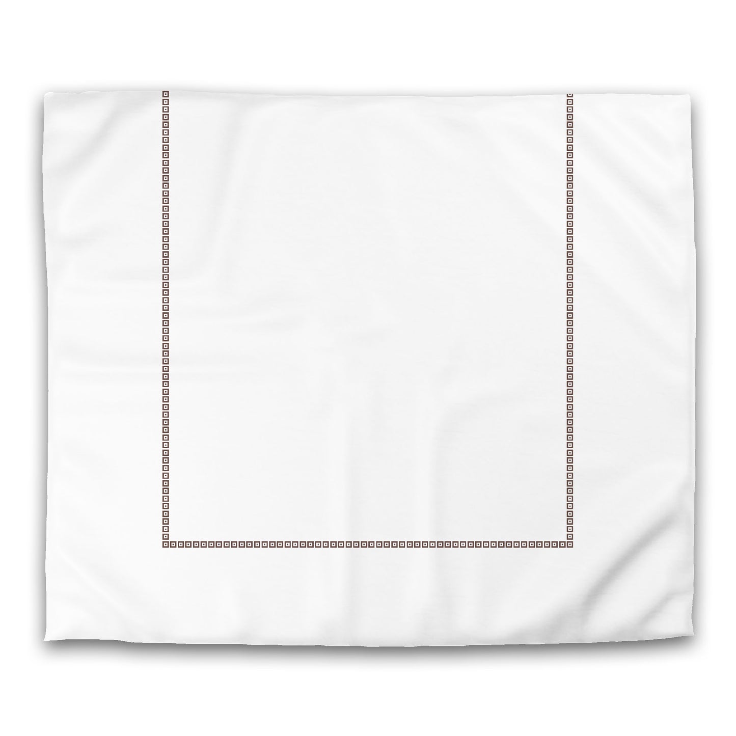 White Microfiber Duvet Cover, Brown Repeating Square Motif Print, Classic Border | MFDU-1161-121