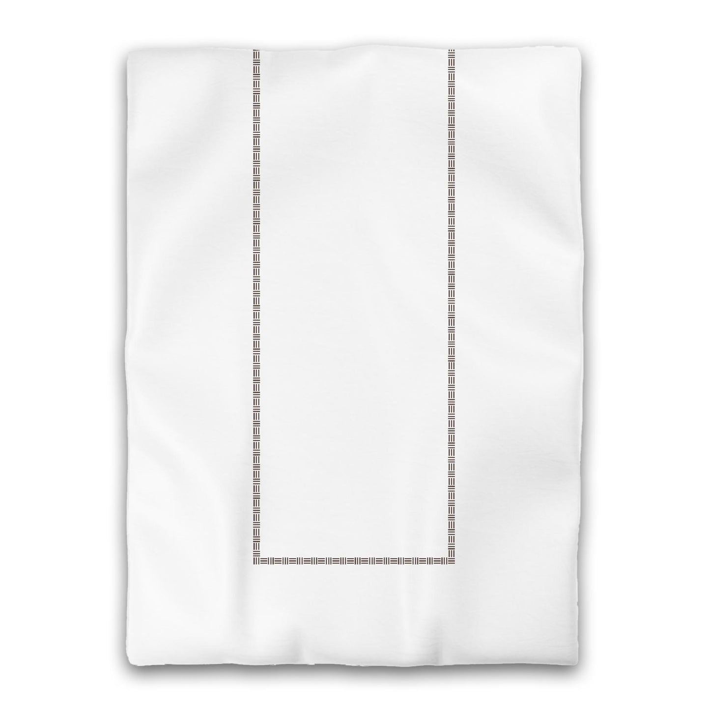 White Microfiber Duvet Cover, Brown Single Weave Motif Print, Classic Border, Twin XL (width x length) 68 x 92 inches / 173 x 234 cm