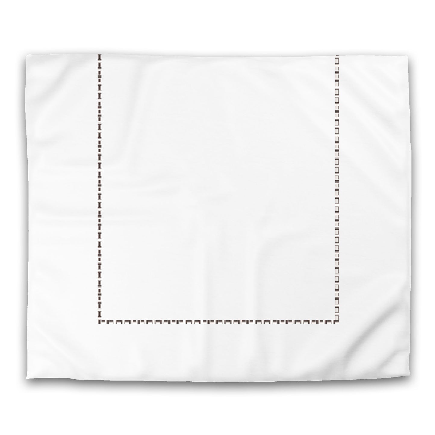 White Microfiber Duvet Cover, Brown Single Weave Motif Print, Classic Border | MFDU-1161-141