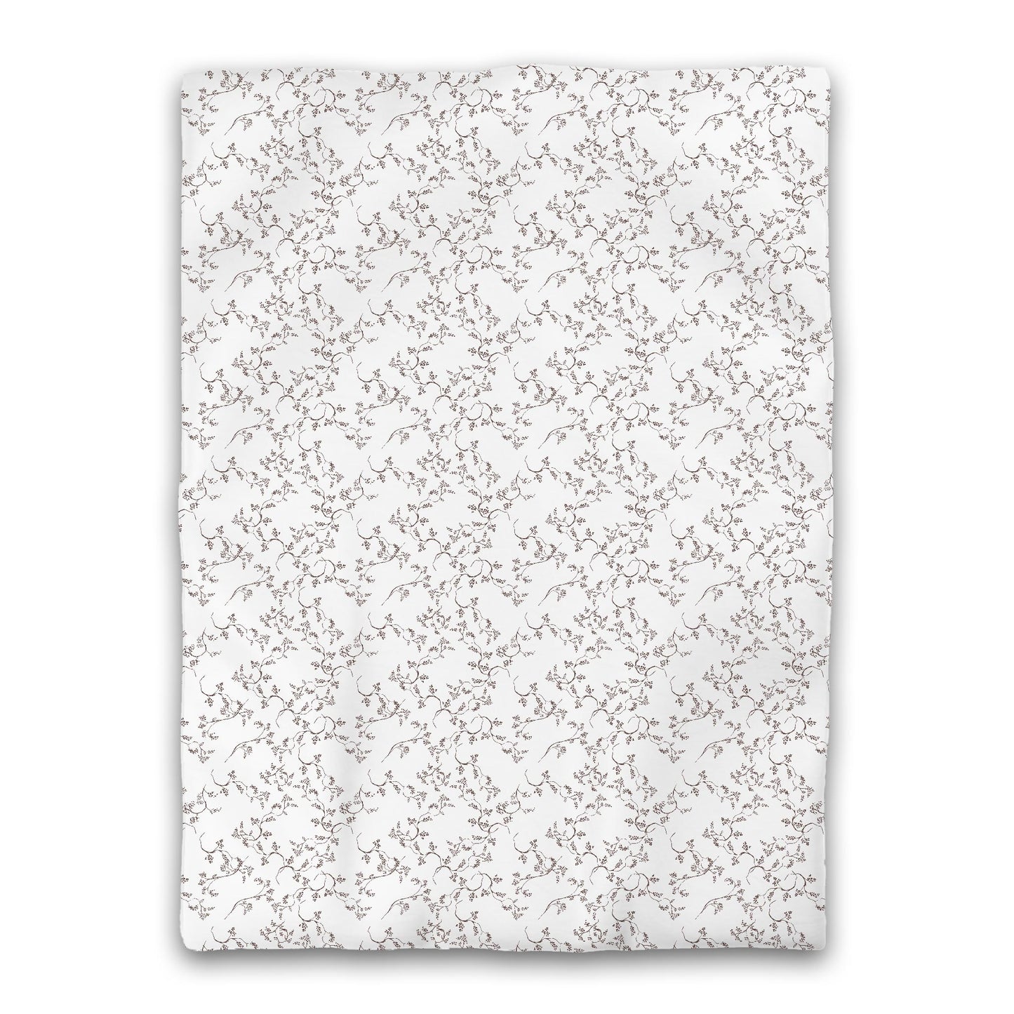 White Microfiber Duvet Cover, Brown Hand-painted Vine Print, Twin XL (width x length) 68 x 92 inches / 173 x 234 cm
