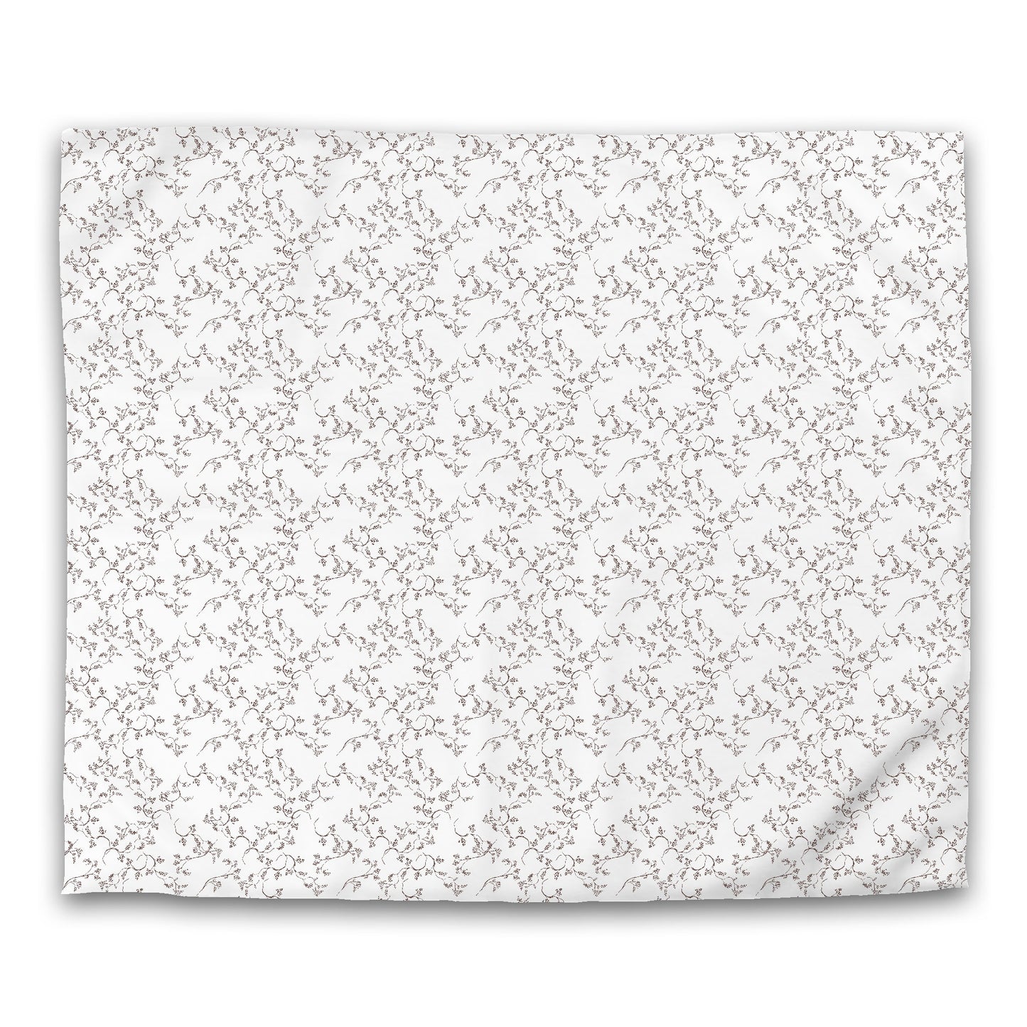 White Microfiber Duvet Cover, Brown Hand-painted Vine Print #MFDU-1161-181