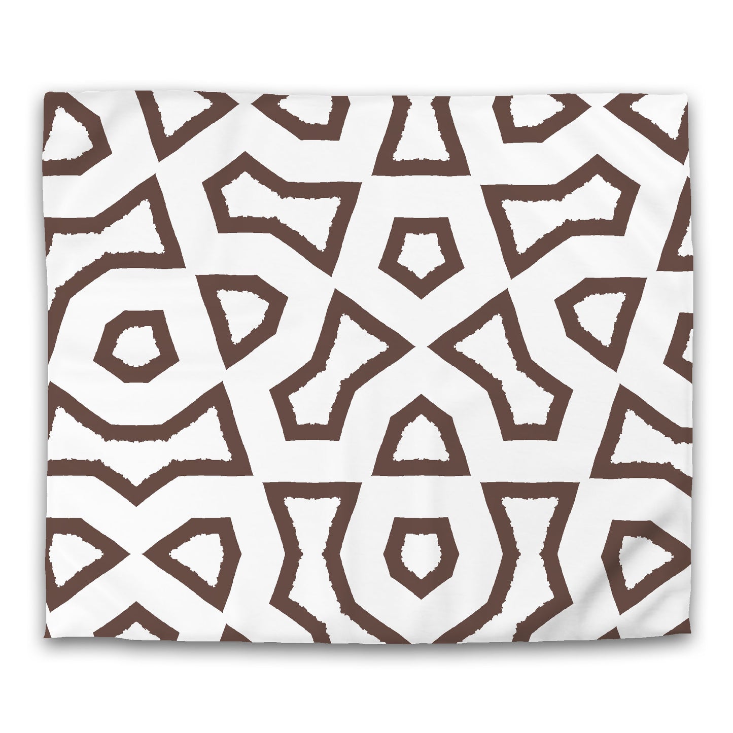 White Microfiber Duvet Cover with Brown Labyrinth Print #MFDU-1161-391