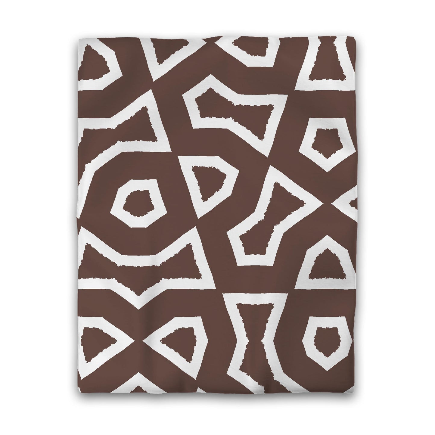 Brown Cotton Sateen Duvet Cover, Bold Off-white Graphic, Twin (width x length) 70 x 90 inches / 178 x 229 cm