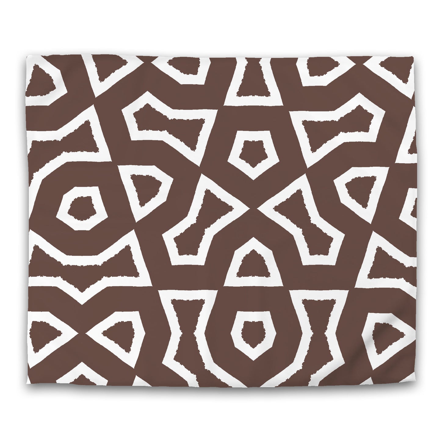 Brown Microfiber Duvet Cover with White Labyrinth Print #MFDU-1161-392