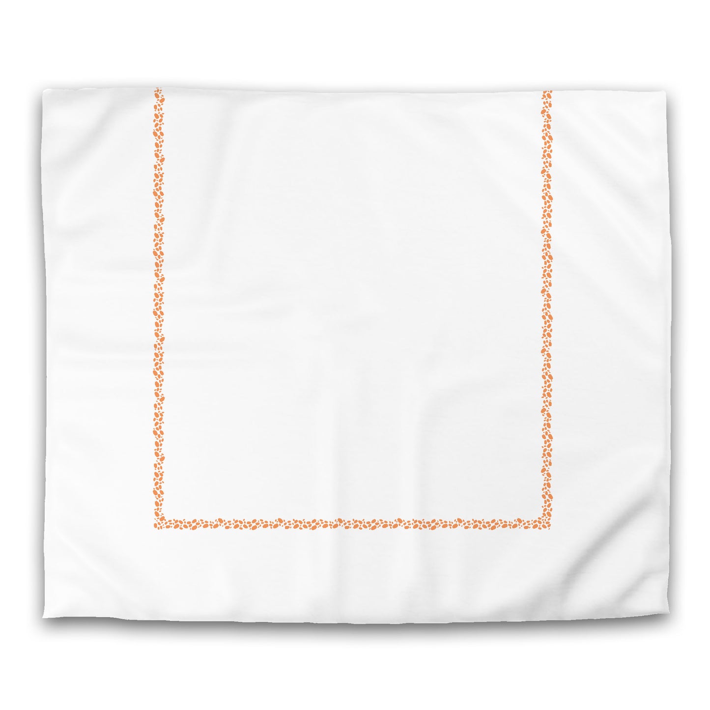 White Microfiber Duvet Cover, Orange Hand-painted Dab Motif Print, Classic Border | MFDU-1181-091