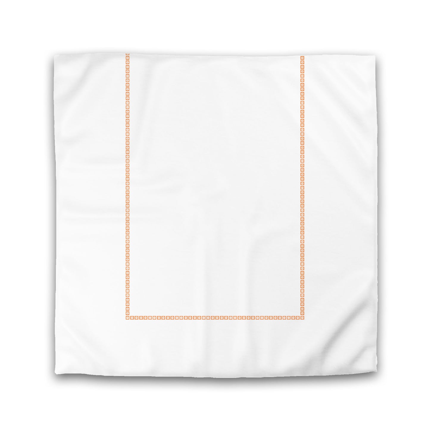 White Microfiber Duvet Cover, Orange Repeating Square Motif Print, Classic Border, King (width x length) 104 x 88 inches / 264 x 224 cm