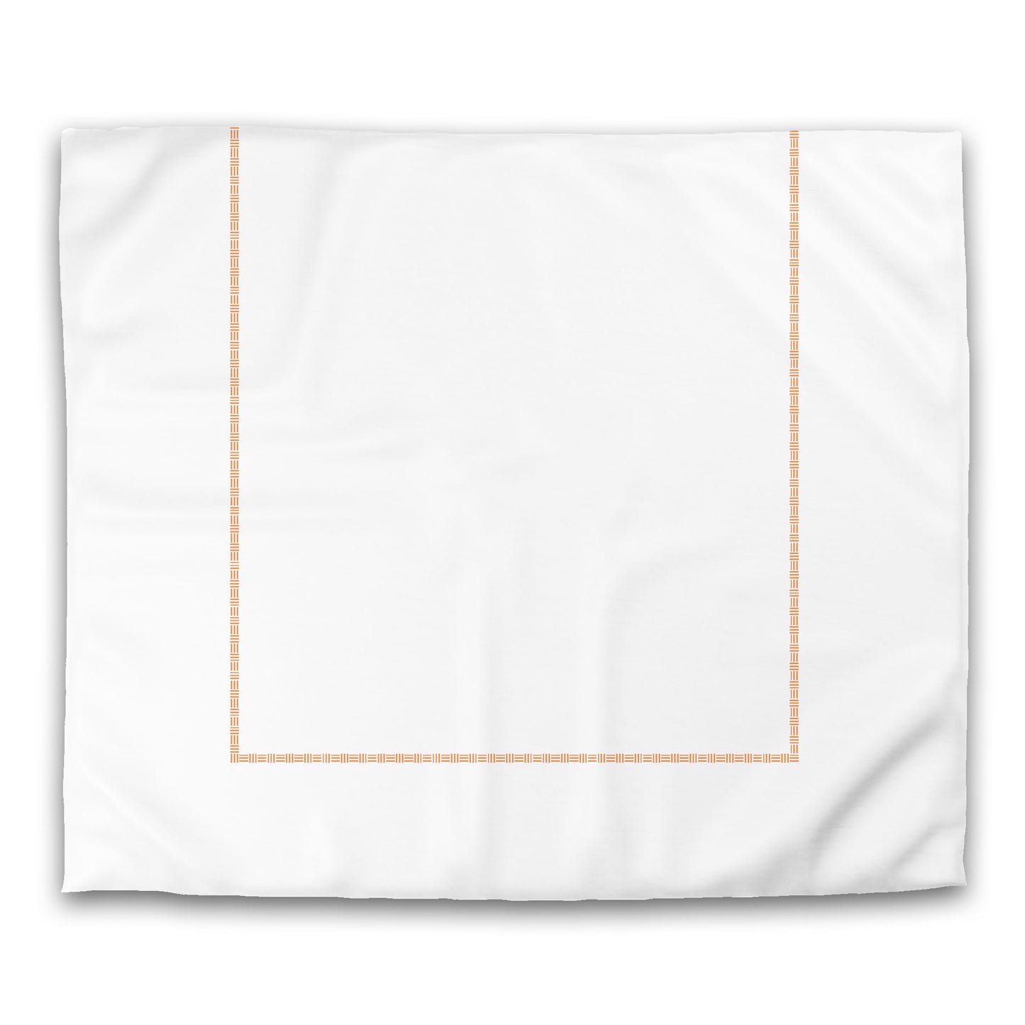 White Microfiber Duvet Cover, Orange Single Weave Motif Print, Classic Border | MFDU-1181-141