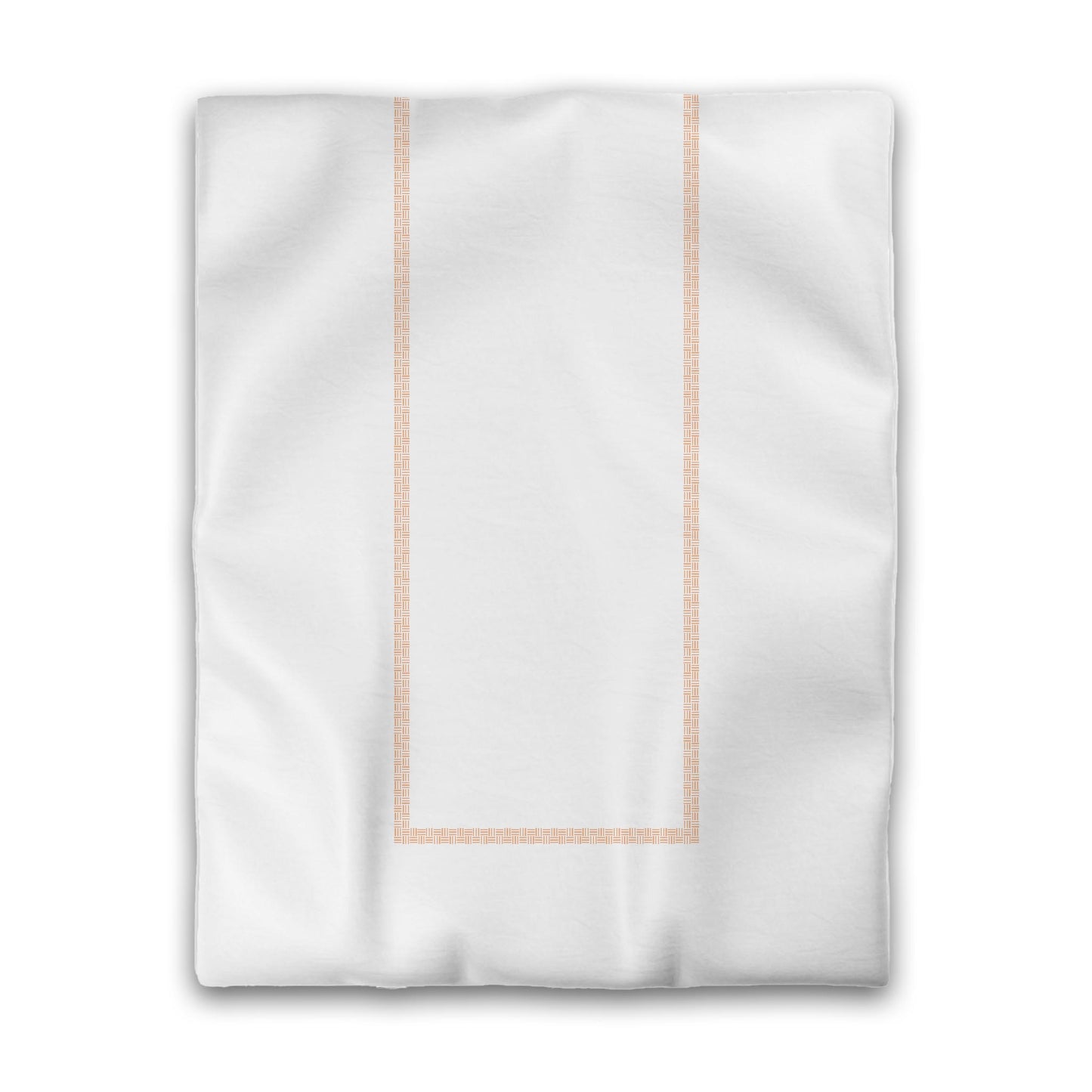 White Microfiber Duvet Cover, Orange Double Weave Motif Print, Classic Border, Twin (width x length) 68 x 88 inches / 173 x 224 cm