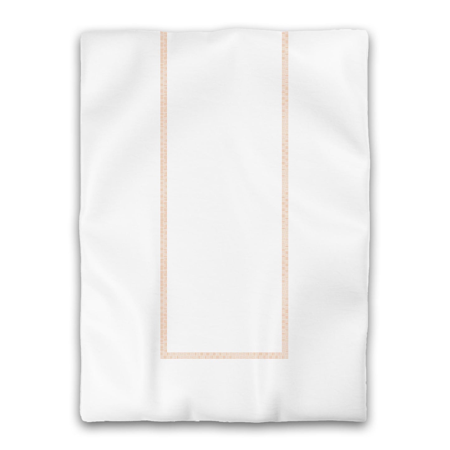 White Microfiber Duvet Cover, Orange Double Weave Motif Print, Classic Border, Twin XL (width x length) 68 x 92 inches / 173 x 234 cm