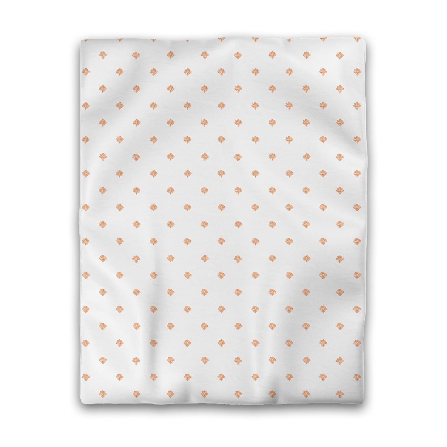 Off-white Cotton Sateen Duvet Cover, Orange Hand-painted Swizzle Motif Print, Twin (width x length) 70 x 90 inches / 178 x 229 cm