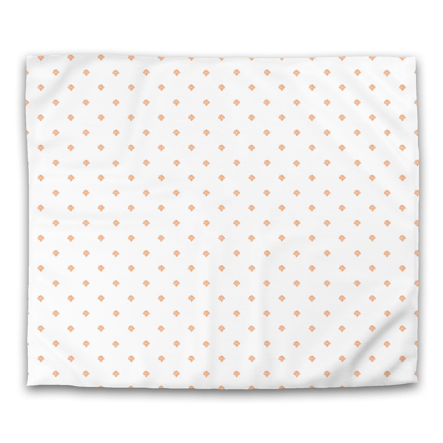 White Microfiber Duvet Cover, Orange Hand-painted Swizzle Motif Print | MFDU-1181-171