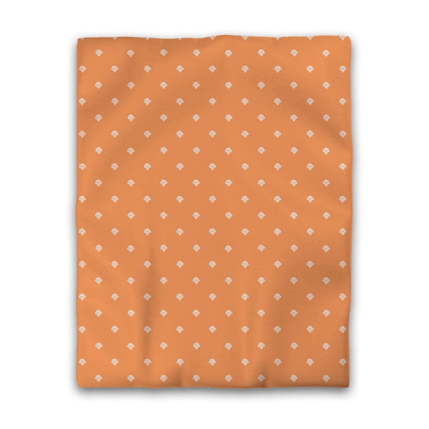 Orange Microfiber Duvet Cover, White Hand-painted Swizzle Motif Print, Twin (width x length) 68 x 88 inches / 173 x 224 cm