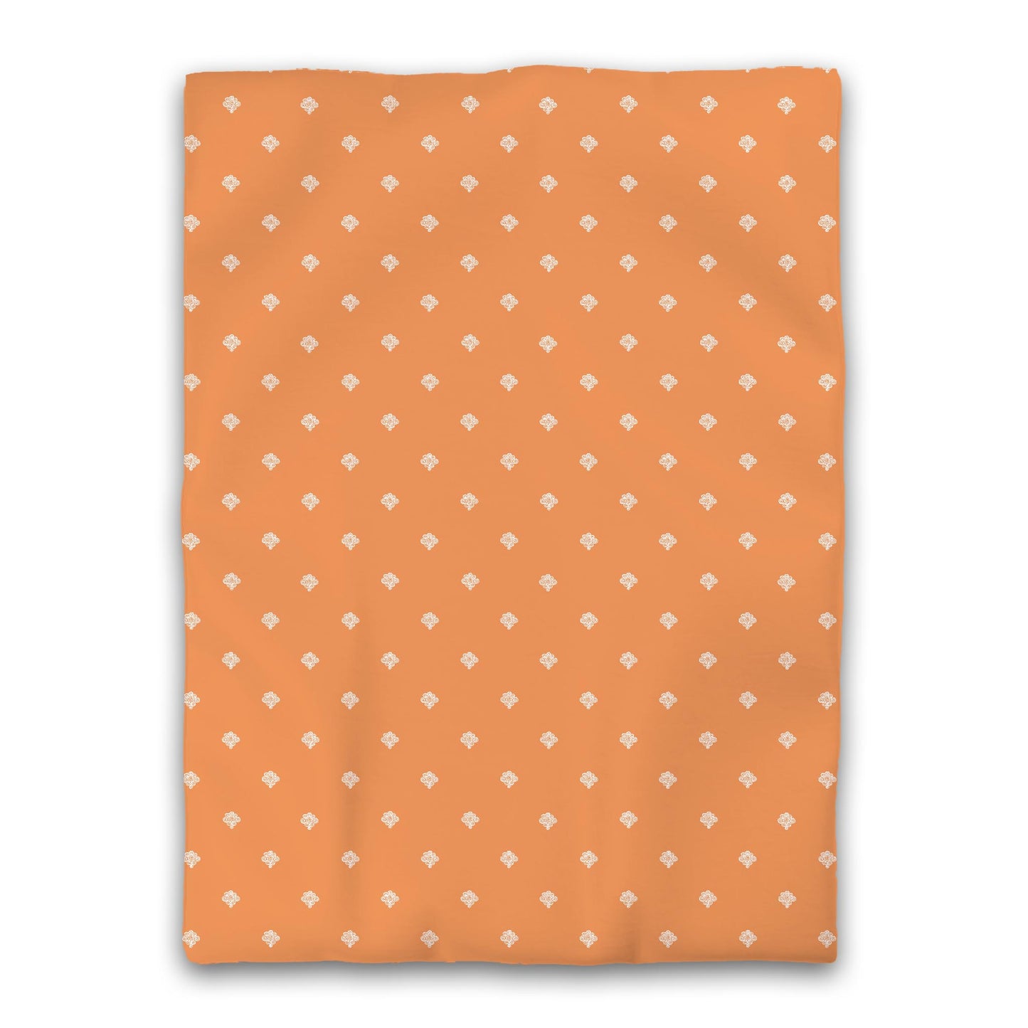 Orange Microfiber Duvet Cover, White Hand-painted Swizzle Motif Print, Twin XL (width x length) 68 x 92 inches / 173 x 234 cm