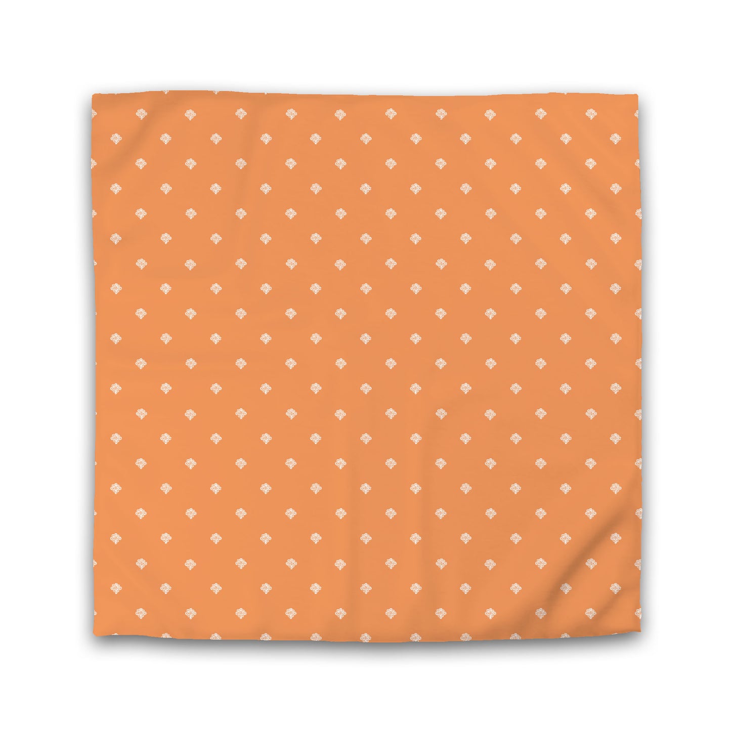 Orange Cotton Sateen Duvet Cover, Off-white Hand-painted Swizzle Motif Print, King (width x length) 106 x 92 inches / 269 x 234 cm