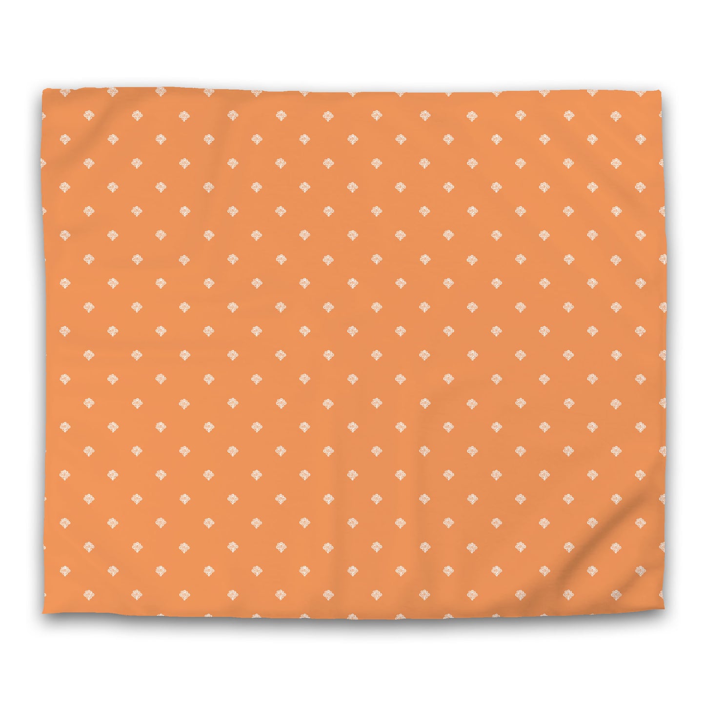 Orange Microfiber Duvet Cover, White Hand-painted Swizzle Motif Print | MFDU-1181-172