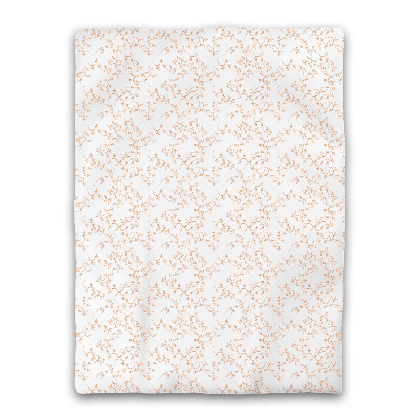 White Microfiber Duvet Cover, Orange Hand-painted Vine Print, Twin XL (width x length) 68 x 92 inches / 173 x 234 cm