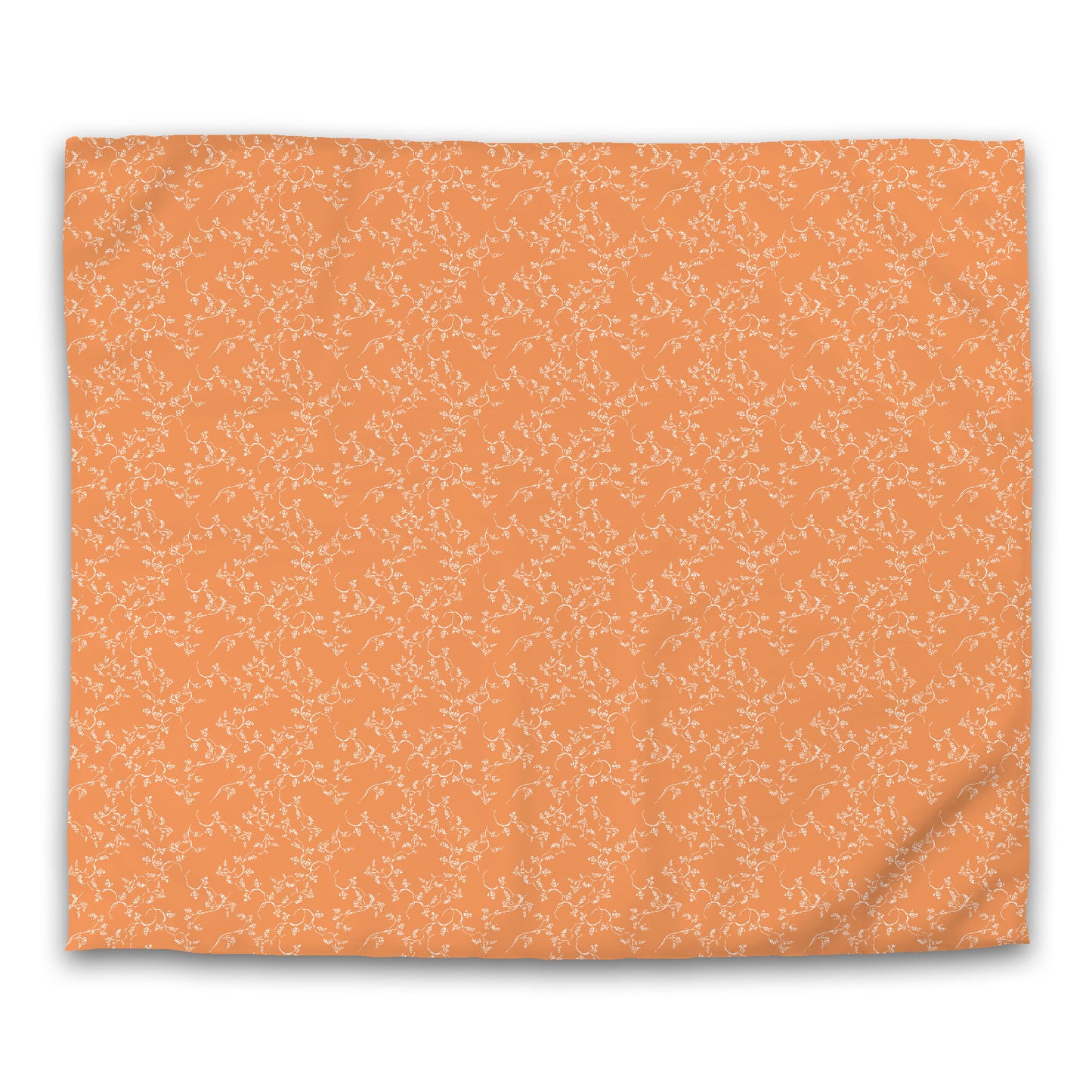 Orange Microfiber Duvet Cover, White Hand-painted Vine Print | MFDU-1181-182