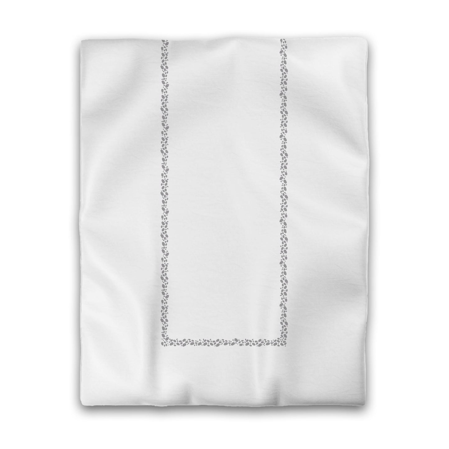 White Microfiber Duvet Cover, Grey Hand-painted Dab Motif Print, Classic Border, Twin (width x length) 68 x 88 inches / 173 x 224 cm