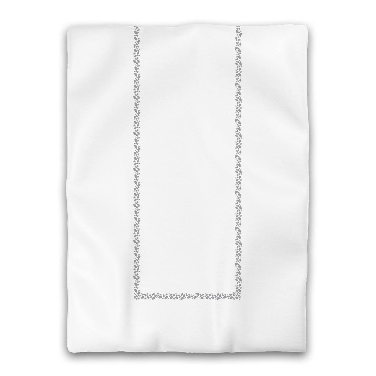 White Microfiber Duvet Cover, Grey Hand-painted Dab Motif Print, Classic Border, Twin XL (width x length) 68 x 92 inches / 173 x 234 cm