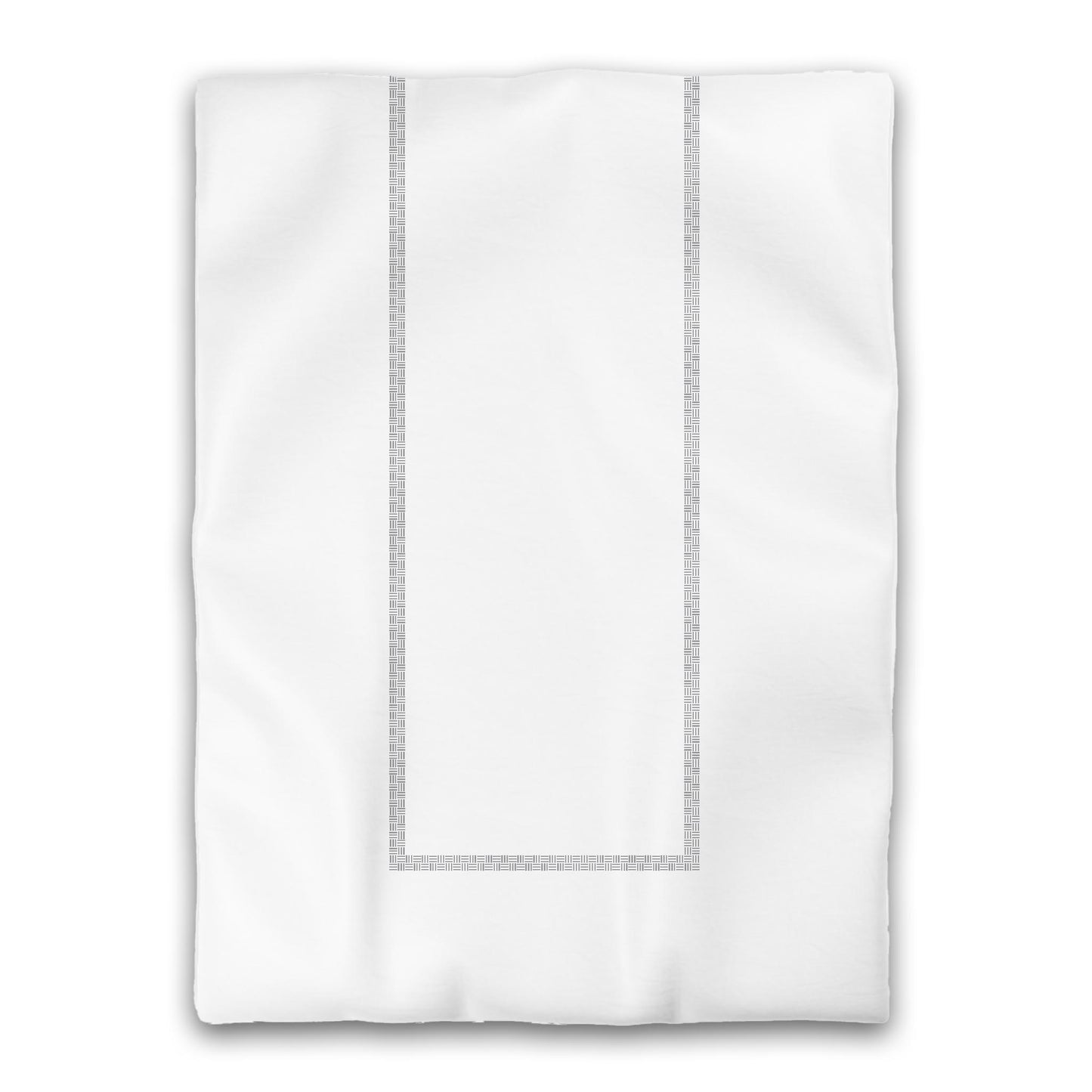 White Microfiber Duvet Cover, Grey Double Weave Motif Print, Classic Border, Twin XL (width x length) 68 x 92 inches / 173 x 234 cm