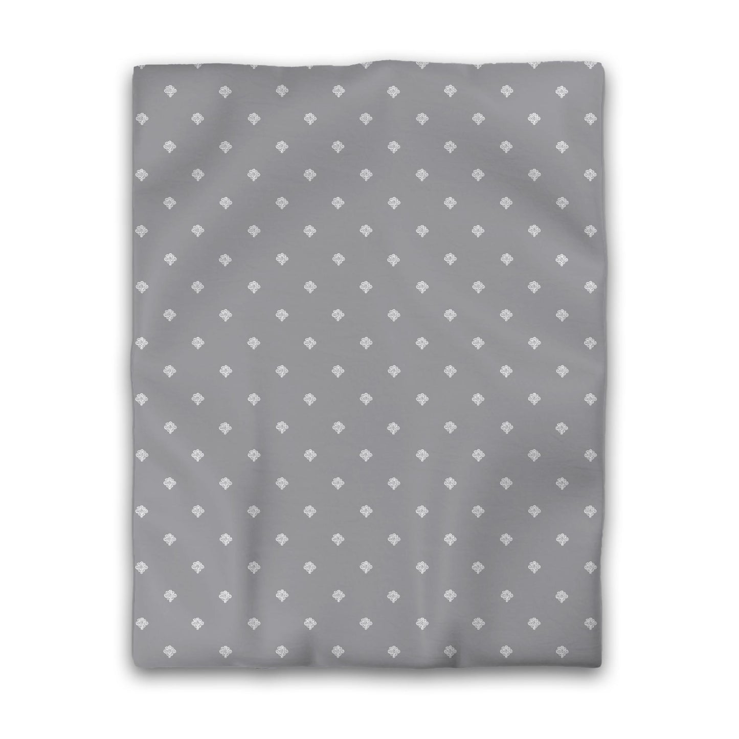 Grey Microfiber Duvet Cover, White Hand-painted Swizzle Motif Print, Twin (width x length) 68 x 88 inches / 173 x 224 cm