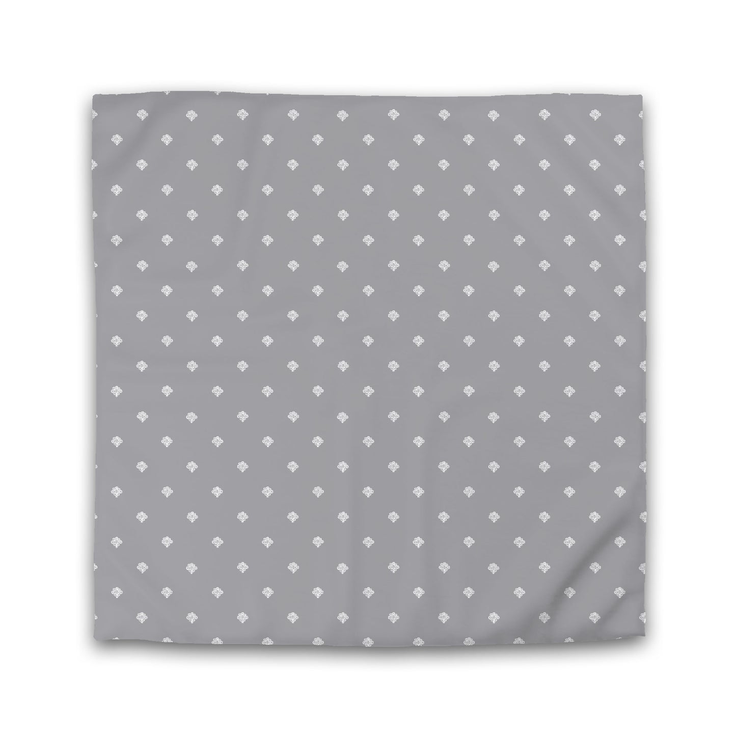 Grey Cotton Sateen Duvet Cover, Off-white Hand-painted Swizzle Motif Print, King (width x length) 106 x 92 inches / 269 x 234 cm
