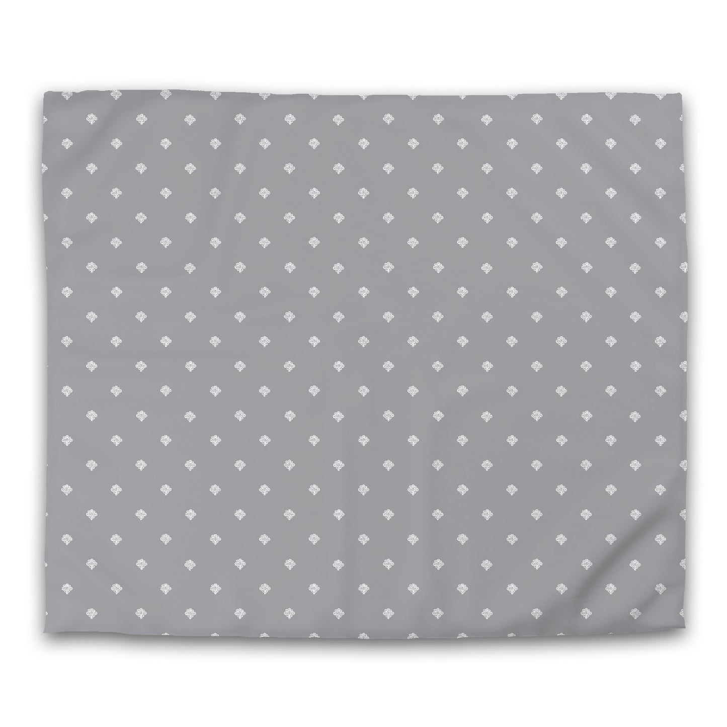 Grey Microfiber Duvet Cover, White Hand-painted Swizzle Motif Print | MFDU-1203-172
