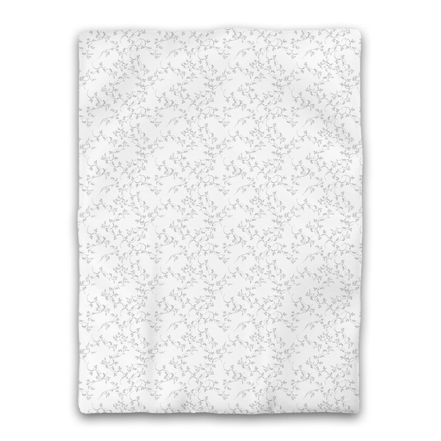 White Microfiber Duvet Cover, Grey Hand-painted Vine Print, Twin XL (width x length) 68 x 92 inches / 173 x 234 cm