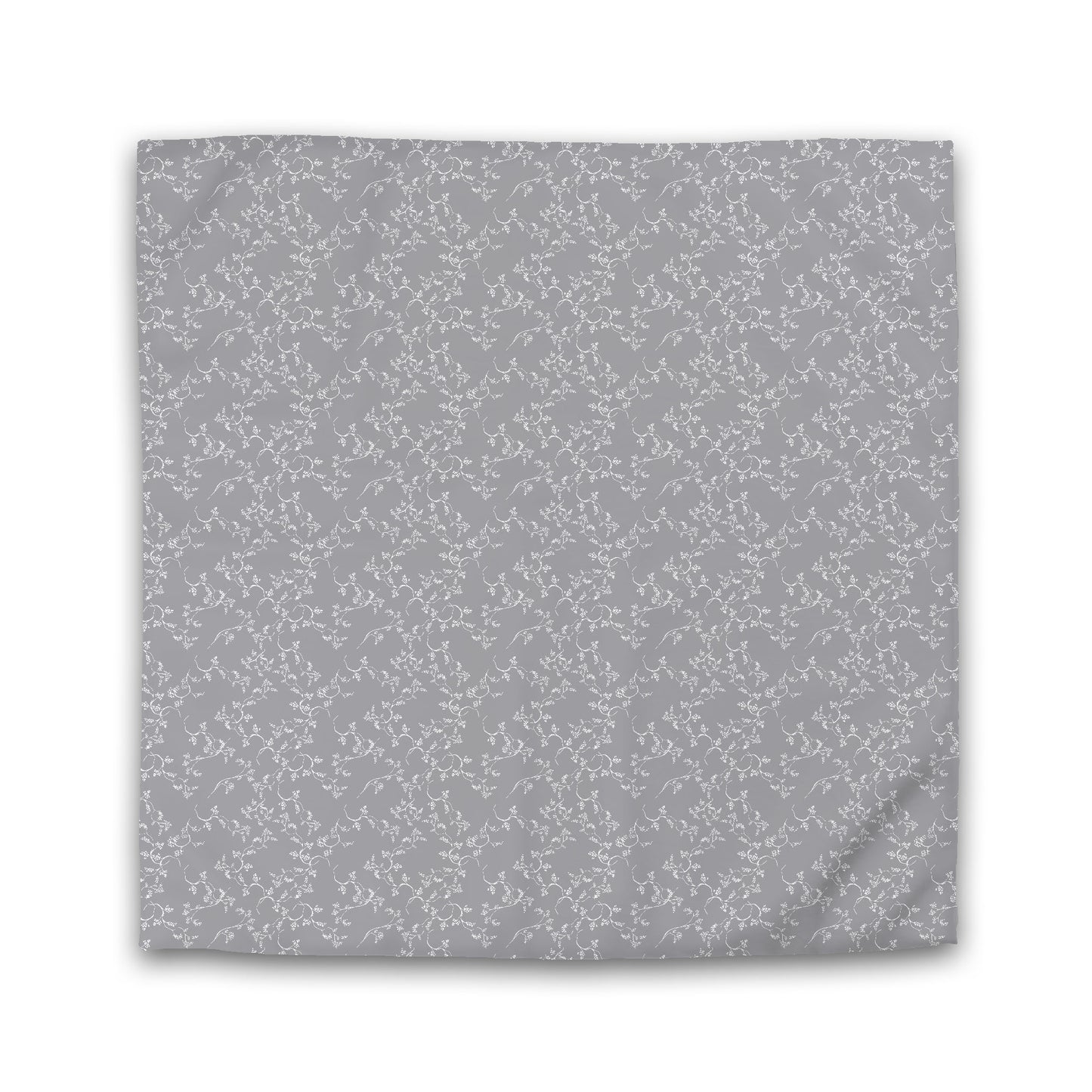 Grey Cotton Sateen Duvet Cover, Off-white Hand-painted Vine Print, King (width x length) 106 x 92 inches / 269 x 234 cm