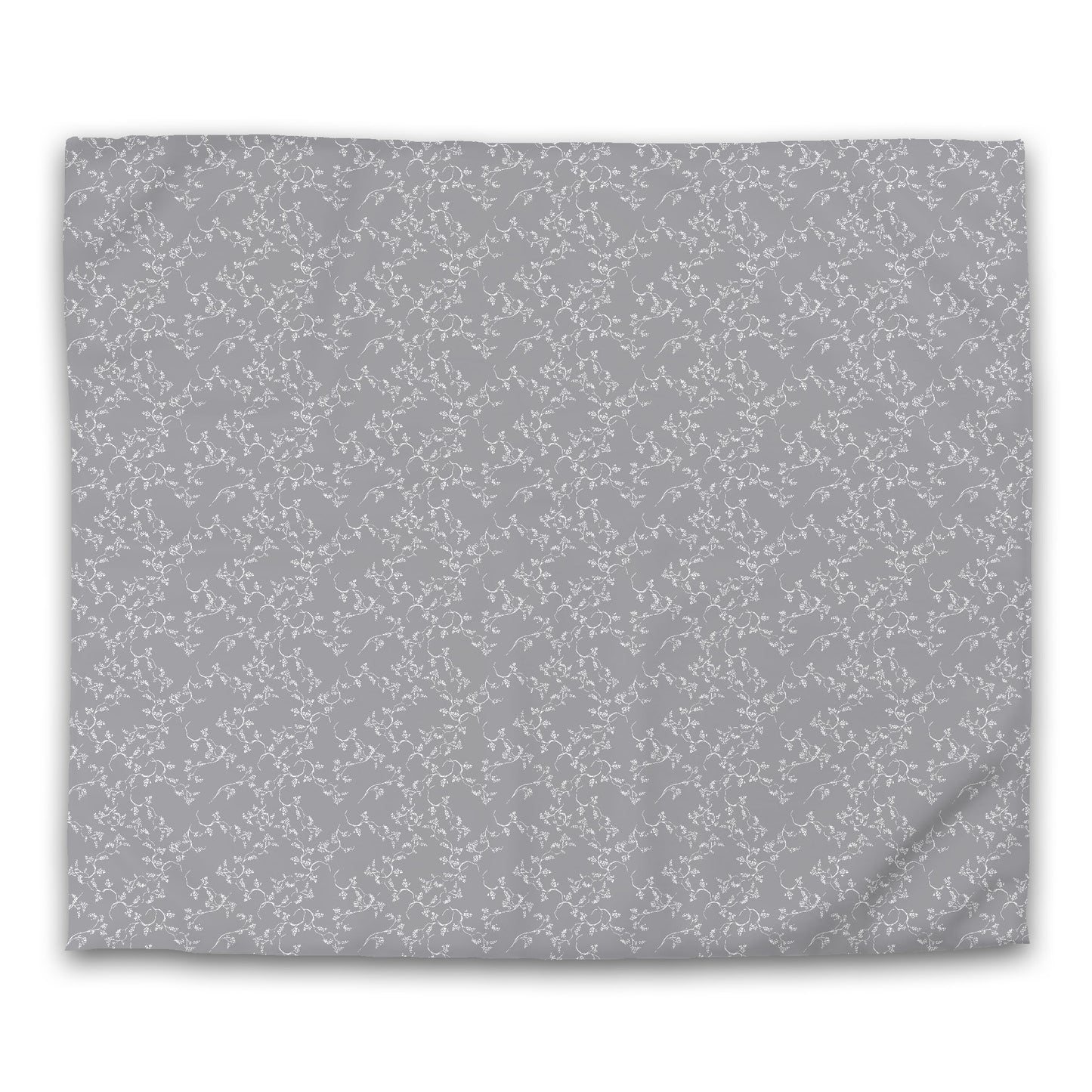 Grey Cotton Sateen Duvet Cover, Off-white Hand-painted Vine Print | CSDU-1203-182
