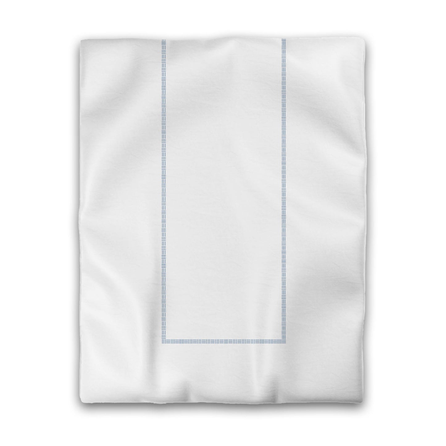 Off-white Cotton Sateen Duvet Cover, Blue Single Weave Motif Print, Classic Border, Twin (width x length) 70 x 90 inches / 178 x 229 cm