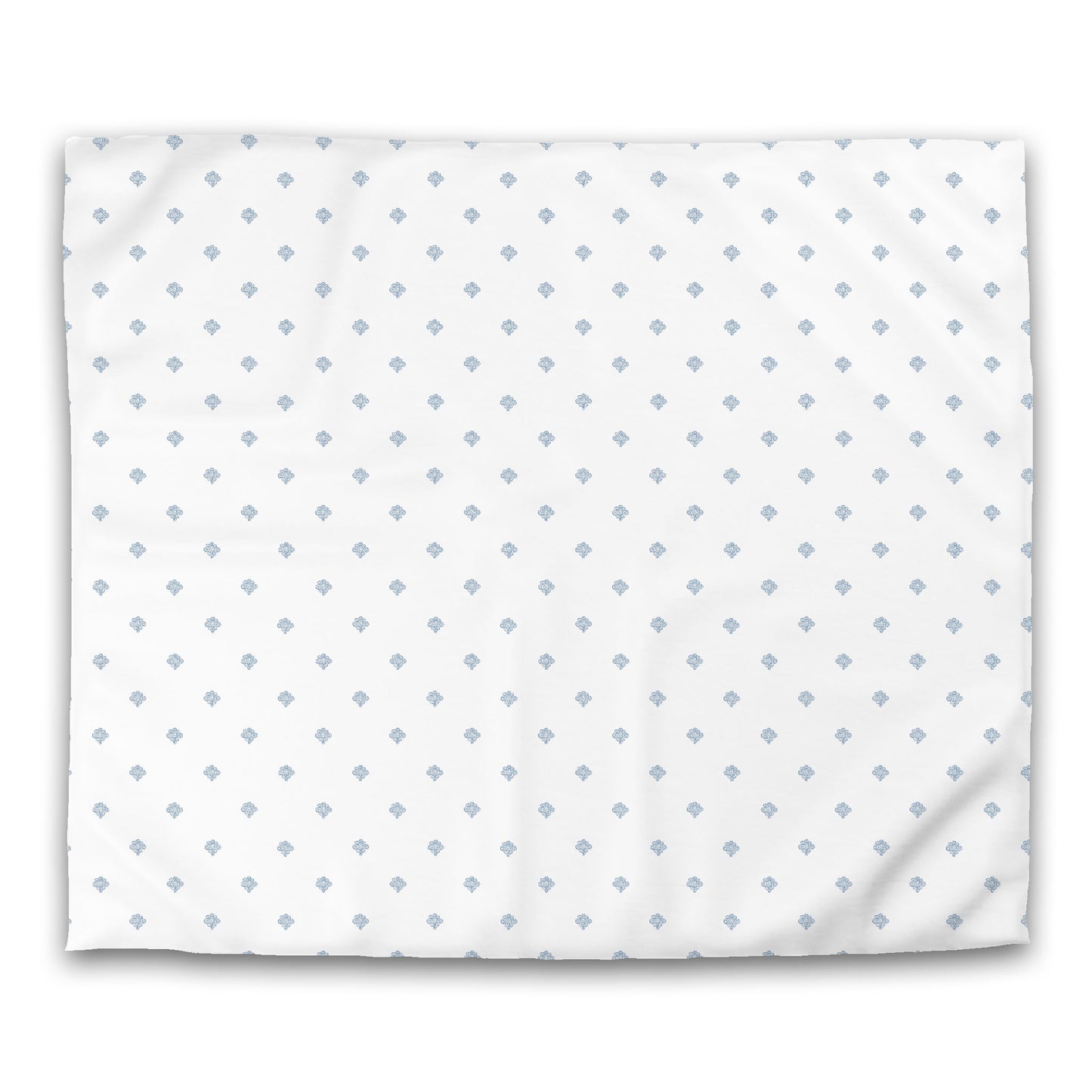 Off-white Cotton Sateen Duvet Cover, Blue Hand-painted Swizzle Motif Print | CSDU-1231-171