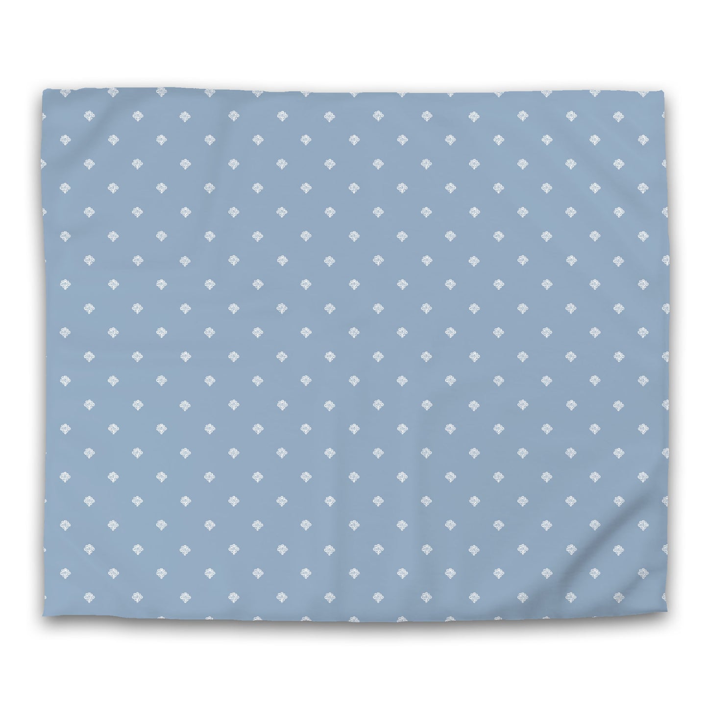 Blue Microfiber Duvet Cover, White Hand-painted Swizzle Motif Print | MFDU-1231-172