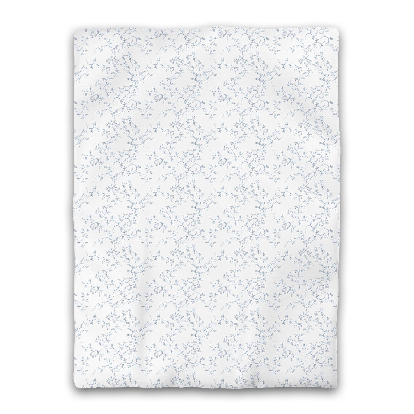 White Microfiber Duvet Cover, Blue Hand-painted Vine Print, Twin XL (width x length) 68 x 92 inches / 173 x 234 cm