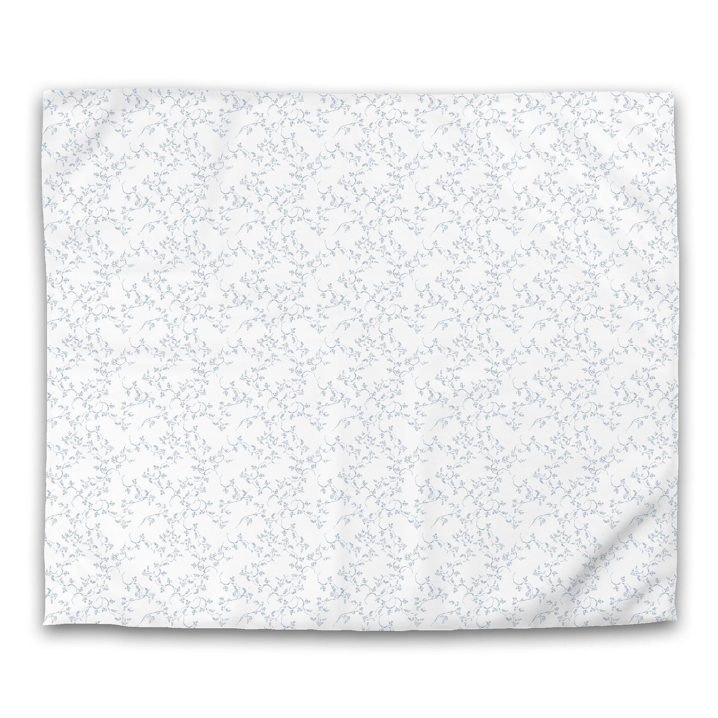 White Microfiber Duvet Cover, Blue Hand-painted Vine Print | King - 104 x 88 inches