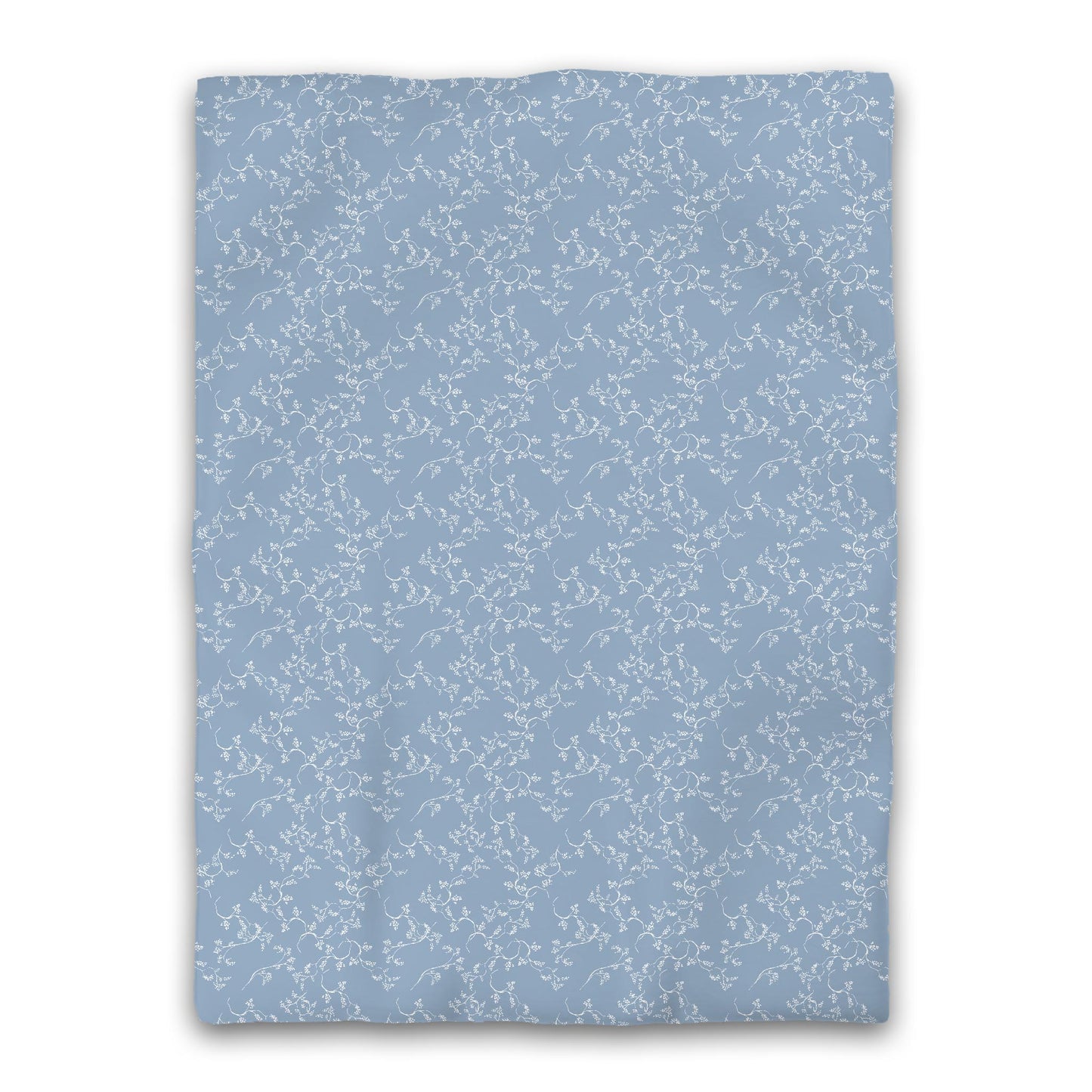 Blue Microfiber Duvet Cover, White Hand-painted Vine Print, Twin XL (width x length) 68 x 92 inches / 173 x 234 cm