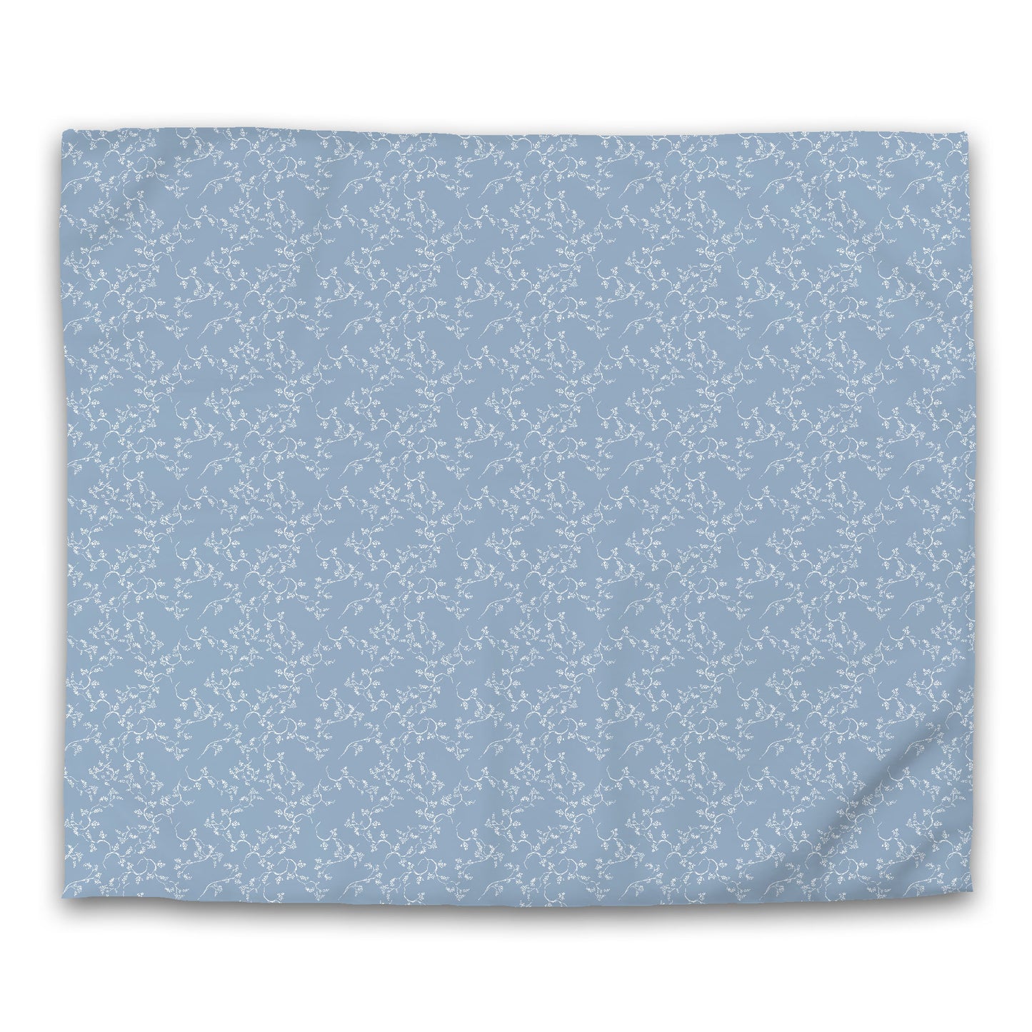 Blue Microfiber Duvet Cover, White Hand-painted Vine Print | King - 104 x 88 inches
