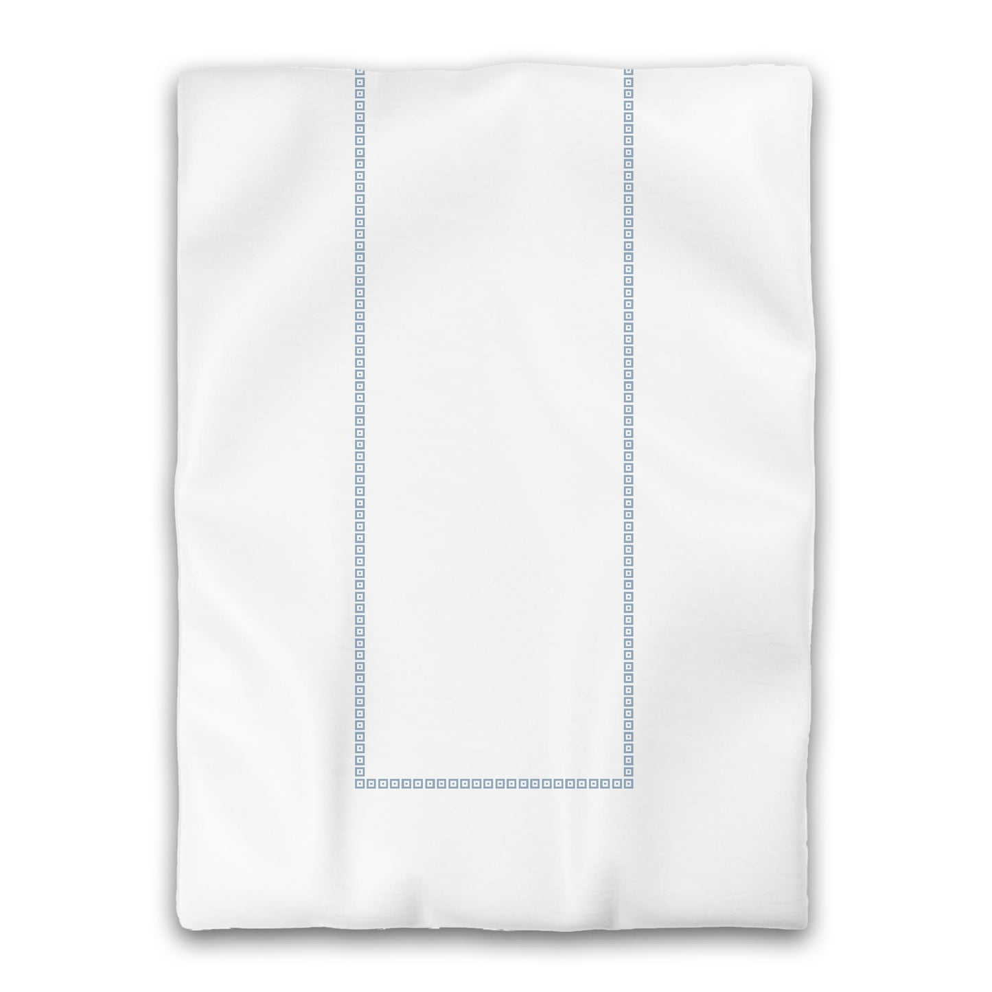 White Microfiber Duvet Cover, Blue Repeating Square Motif Print, Classic Border, Twin XL (width x length) 68 x 92 inches / 173 x 234 cm