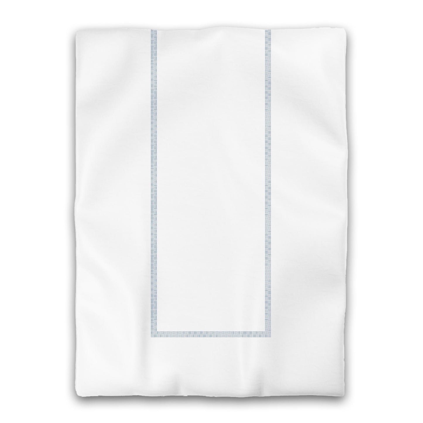 White Microfiber Duvet Cover, Blue Double Weave Motif Print, Classic Border, Twin XL (width x length) 68 x 92 inches / 173 x 234 cm