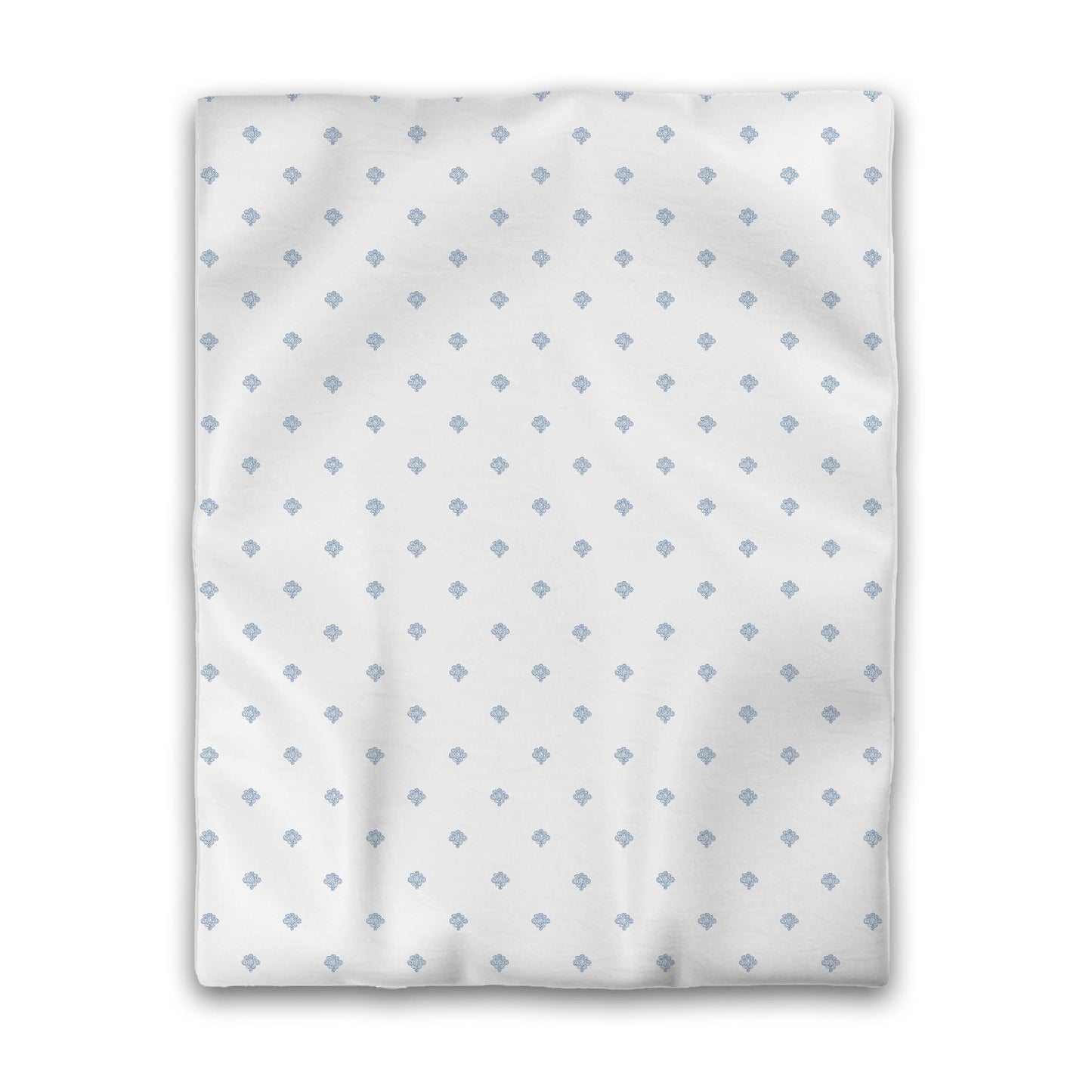 White Microfiber Duvet Cover, Blue Hand-painted Swizzle Motif Print, Twin (width x length) 68 x 88 inches / 173 x 224 cm