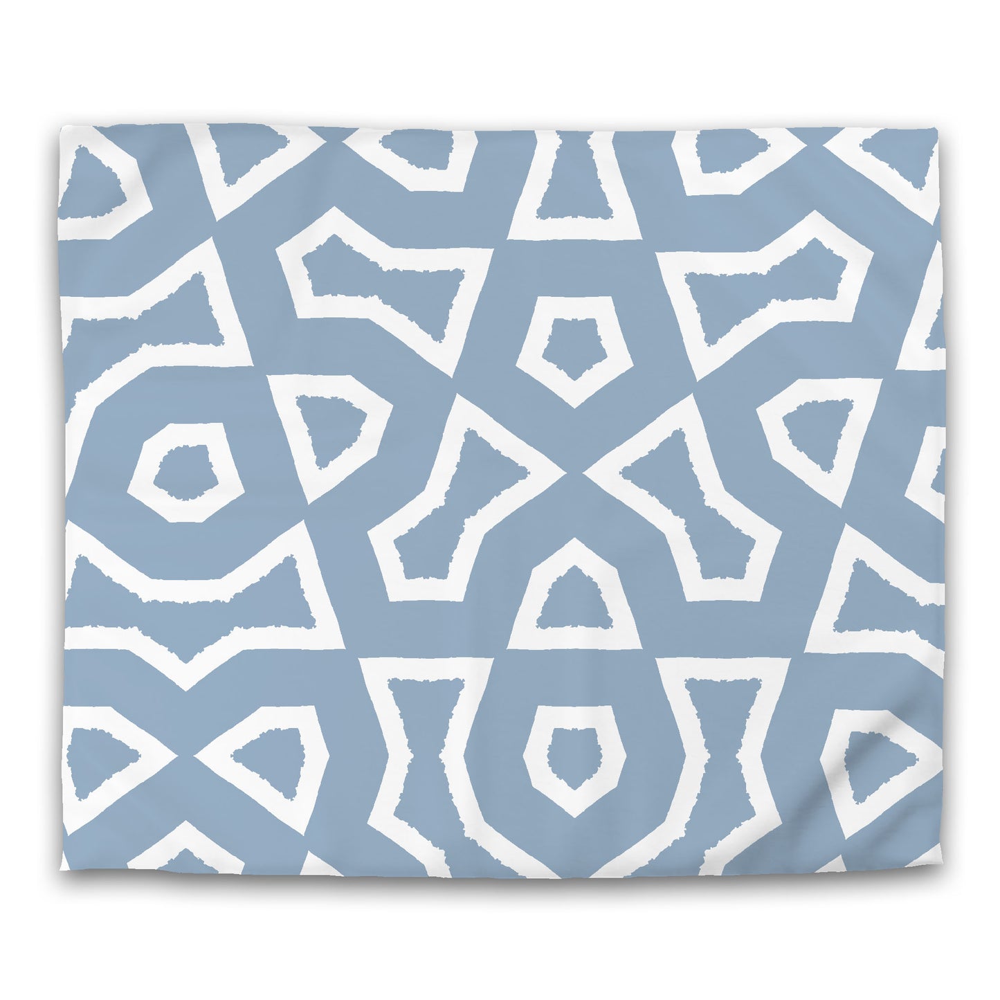 Blue Microfiber Duvet Cover with White Labyrinth Print | King - 104 x 88 inches