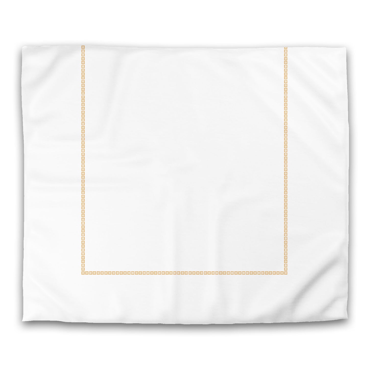 White Microfiber Duvet Cover, Pale Orange Repeating Square Motif Print, Classic Border | MFDU-1232-121