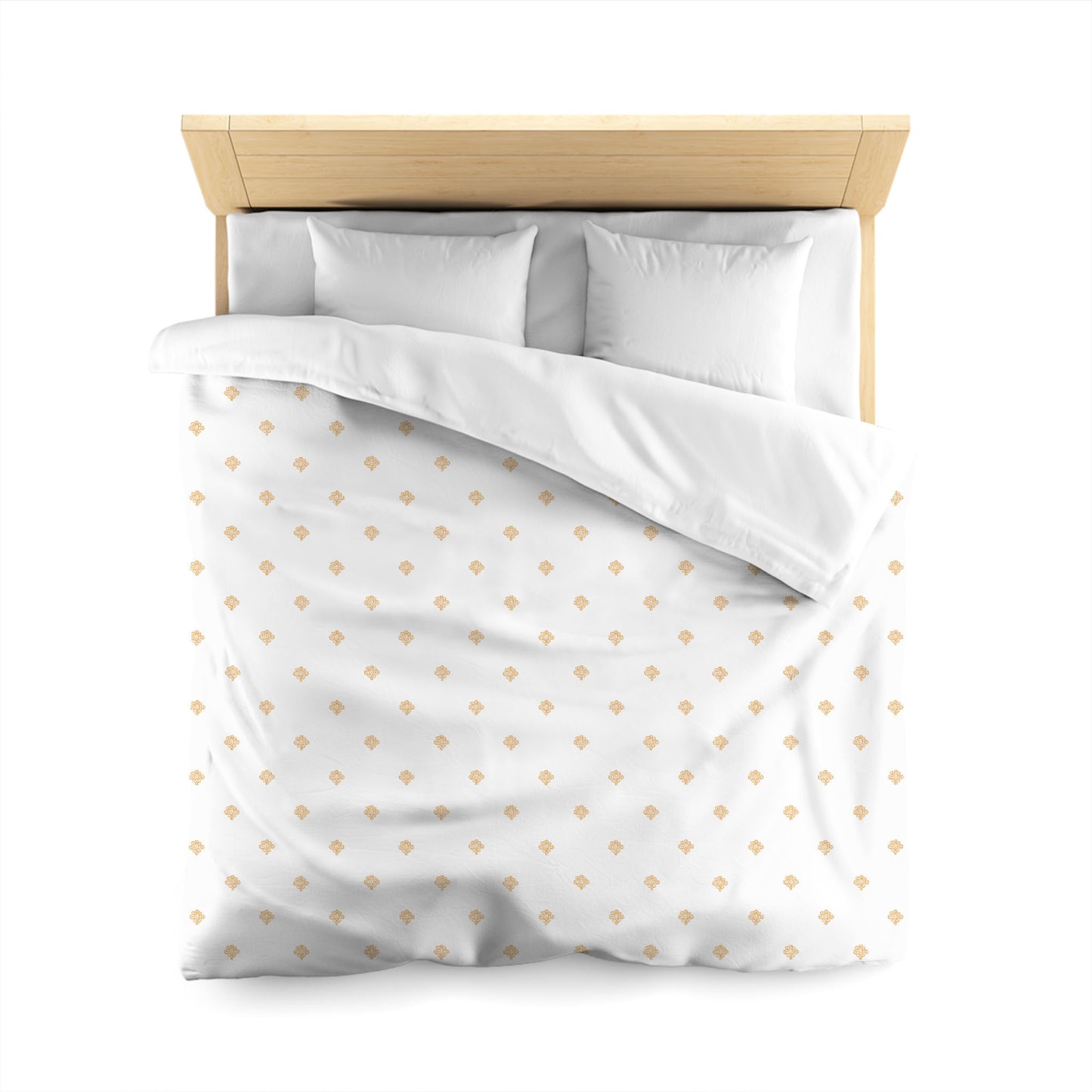 Off-white Cotton Sateen Duvet Cover, Pale Orange Hand-painted Swizzle Motif Print, Queen (width x length) 90 x 90 inches / 229 x 229 cm